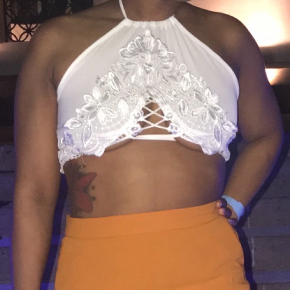 Sexy halter neck top.